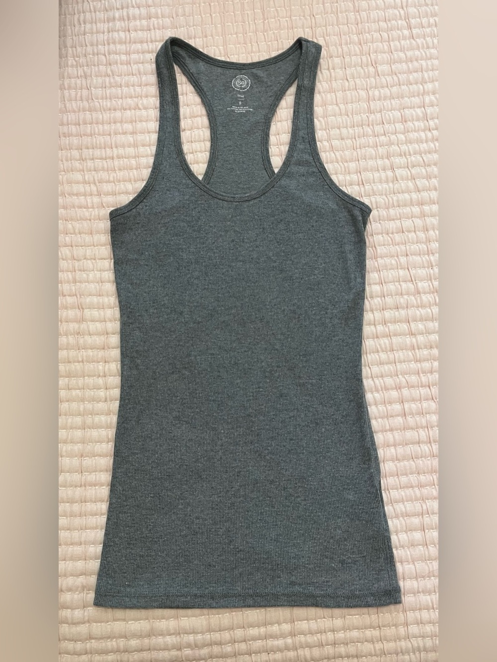 SO Fitted Tank Top Ribbed Racerback Gray Grey Size Small